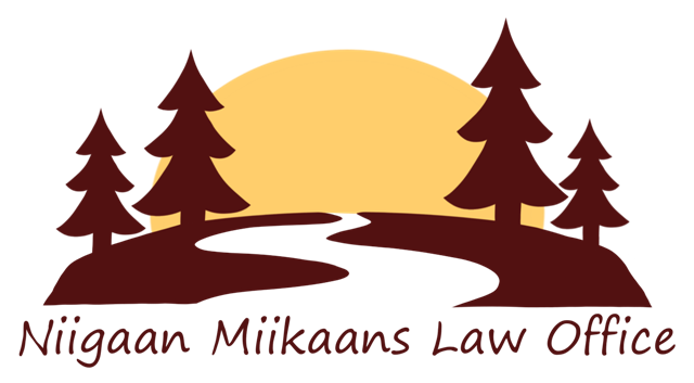 Niigaan Miikaans logo of a path stretching between the trees toward the sun.